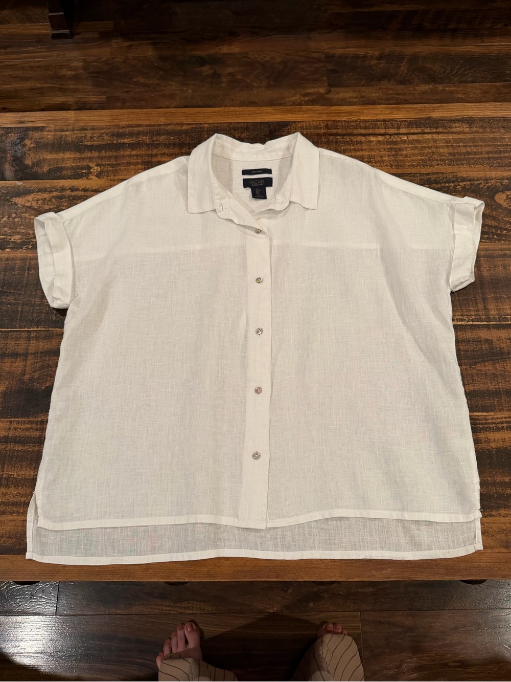 RACHEL Rachel Roy White Short-Sleeve Button-Down Shirt